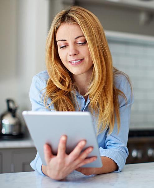 woman using tablet